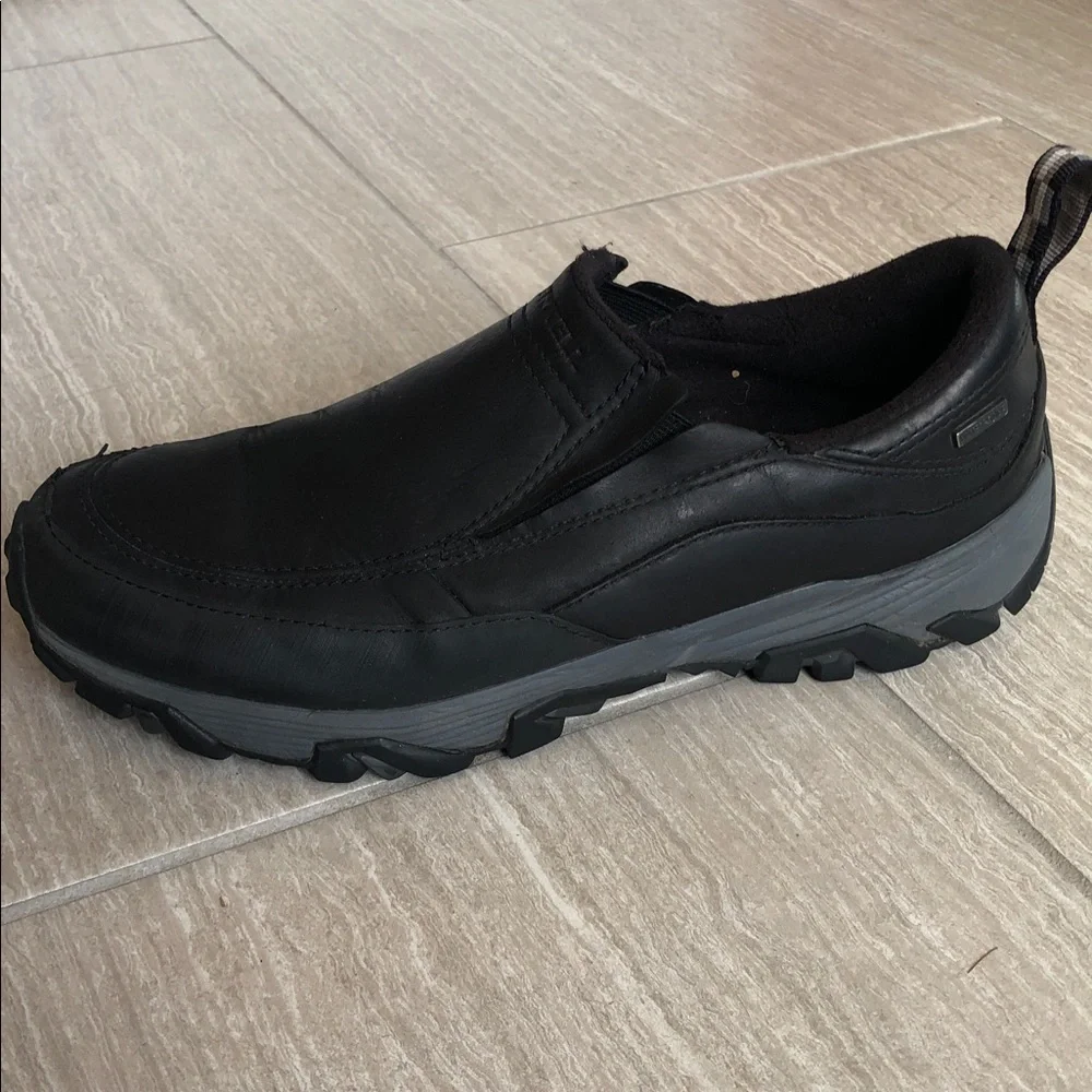 MERRELL Coldpack Ice + Moc Men’s Black Leather Waterproof Shoes Size 9.5